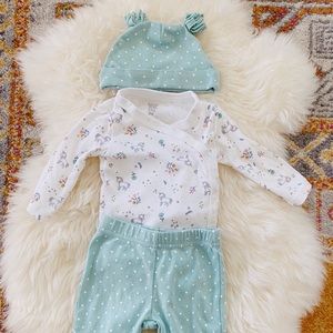 Carter’s Girls' 3pc Unicorn Bodysuit Set (Mint)